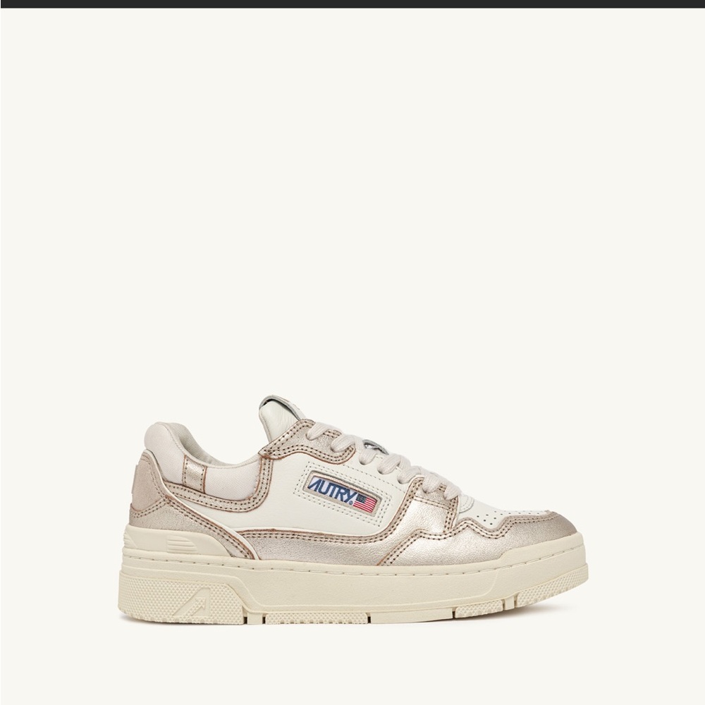 AUTRY CLC LOW SNEAKERS IN PLATINUM LEATHER AND SUEDE size 38